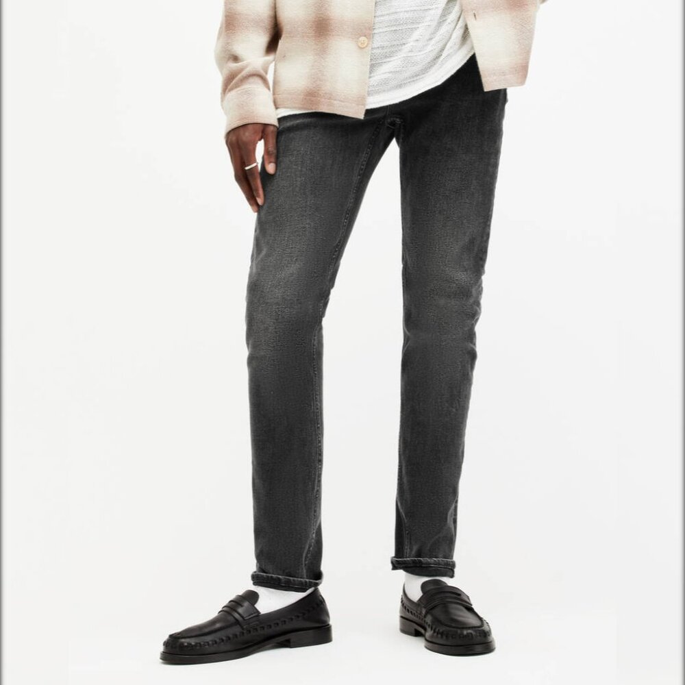 ALL SAINTS Washed Black Cigarette Skinny Fit Stretch Denim Jeans